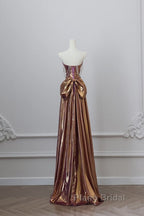 Sexy Mermaid Strapless Sequin Brown Long Formal Prom Dresses