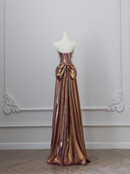 Sexy Mermaid Strapless Sequin Brown Long Formal Prom Dresses