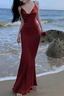 Sexy Mermaid Straps Backless Burgundy Prom Dress 21th Birthday Outfits