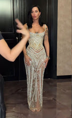 Sexy Mermaid Straps Champagne Sequin Long Formal Prom Dresses Inspiration Formal Prom Dresses Senior Graduation Dresses