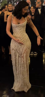 Sexy Mermaid Straps Champagne Sequin Long Formal Prom Dresses Inspiration Formal Prom Dresses Senior Graduation Dresses