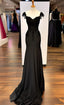 Sexy Mermaid Straps Chiffon Black Lace Formal Evening Dresses Formal Prom Dresses