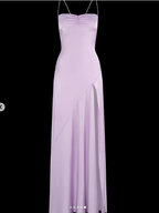 Sexy Mermaid Straps Lilac Slit Long Formal Prom Dresses