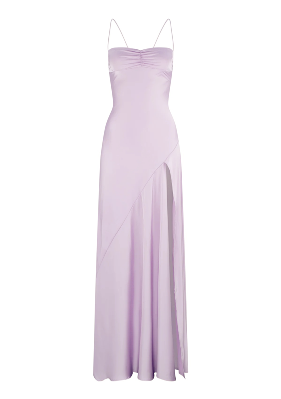 Sexy Mermaid Straps Lilac Slit Long Formal Prom Dresses