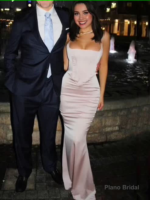 Sexy Mermaid Straps Long Pink Prom Dress Evening Dress Secondary image