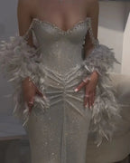 Sexy Mermaid Straps Silver Sequin Long Formal Prom Dresses Party Dresses 20Th Birthday Outfits Graduation Dresses
