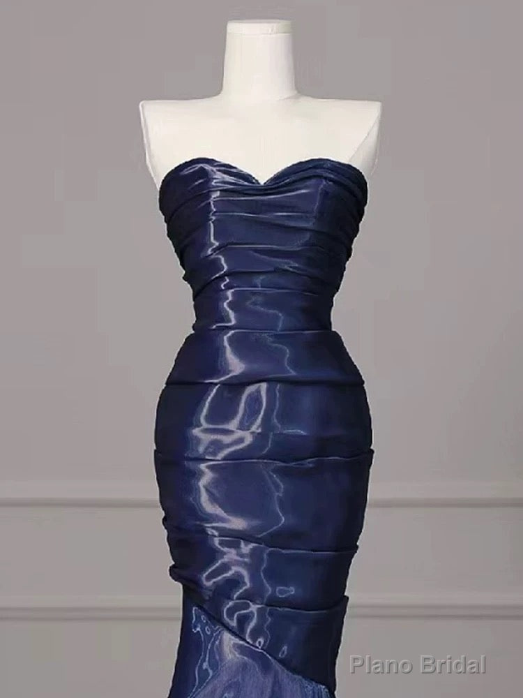 Sexy Mermaid Sweetheart Navy Blue Floor Length Evening Dress Prom Dresses