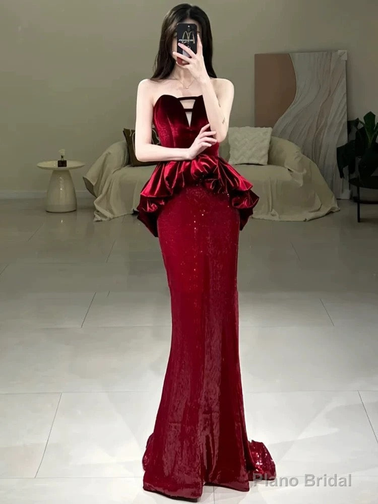 Sexy Mermaid Sweetheart Red Floor Length Evening Dress Prom Dresses Secondary image