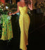 Sexy Mermaid Sweetheart Ruffles Yellow Formal Prom Dresses Weddingh Guest Dresses
