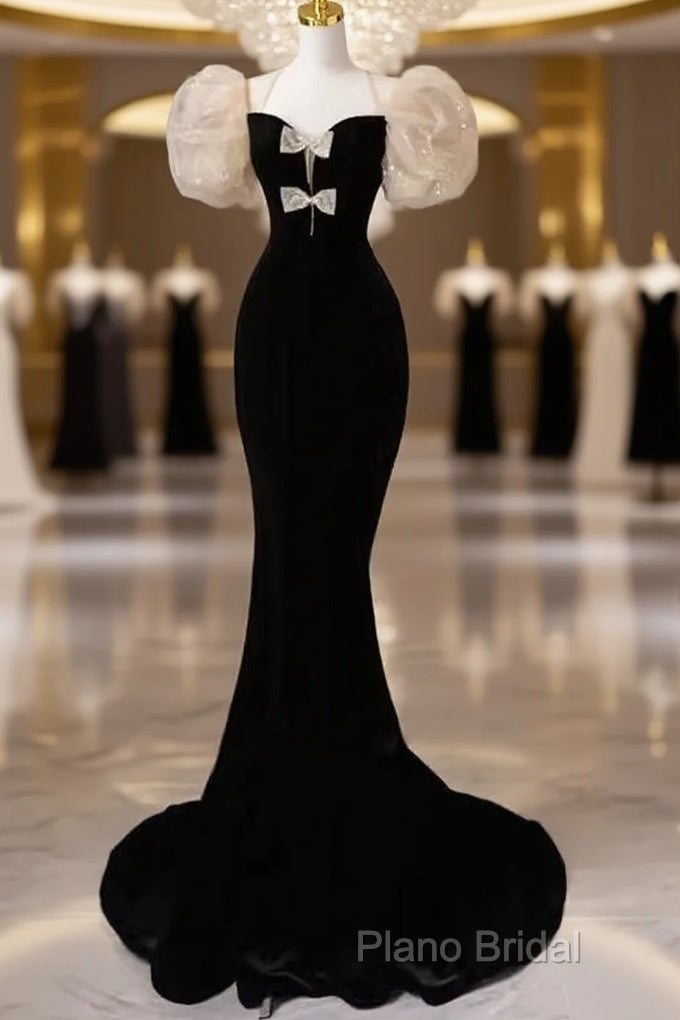 Sexy Mermaid Velvet Party Dresses Black Formal Prom Dresses Main image
