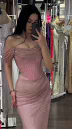 Sexy Off-Shoulder Sleeveless Mermaid Satin Long Formal Evening Formal Prom Dresses