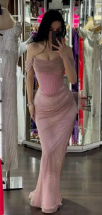Sexy Off-Shoulder Sleeveless Mermaid Satin Long Formal Evening Formal Prom Dresses