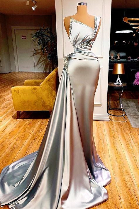 Sexy One Shoulder Mermaid Prom Dress With Sweep Train Main image