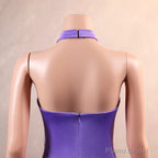 Sexy Purple Mermaid Prom Dresses Heavily Beading Women Evening Dresses Halter Neck