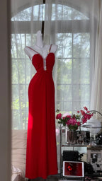 Sexy Red Halter Neck Beaded Backless Chiffon Formal Prom Dresses