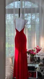 Sexy Red Halter Neck Beaded Backless Chiffon Formal Prom Dresses