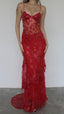 Sexy Red Lace Sequin Long Formal Evening Formal Prom Dresses