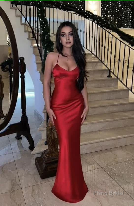 Sexy Red Mermaid Spaghetti Straps Maxi Long Party Prom Dresses,Evening Dress Secondary image