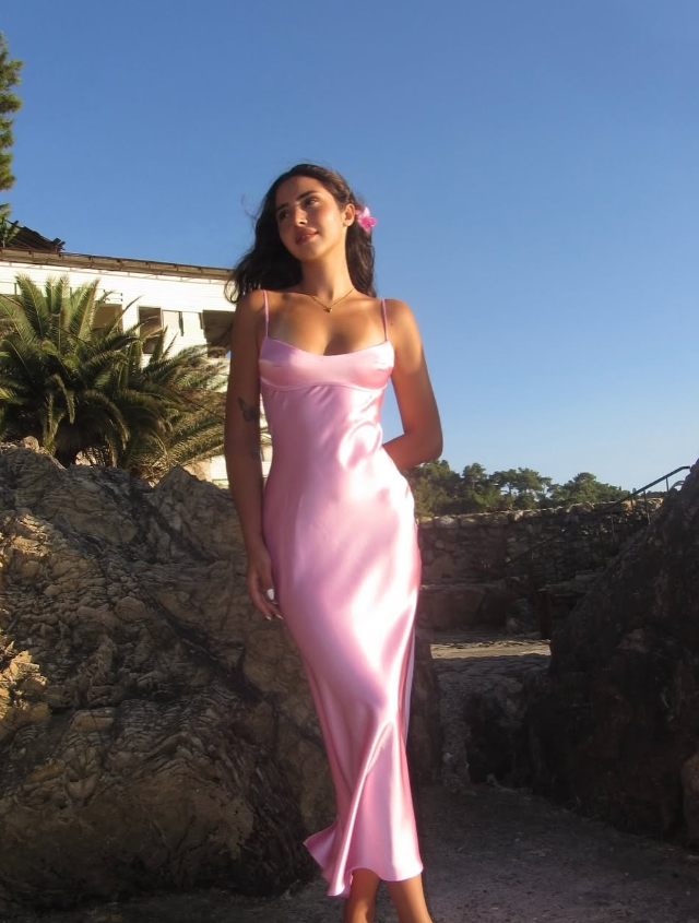 Pink Spaghetti Strap Long Formal Prom Dresses