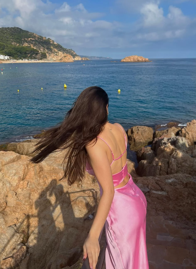 Pink Spaghetti Strap Long Formal Prom Dresses