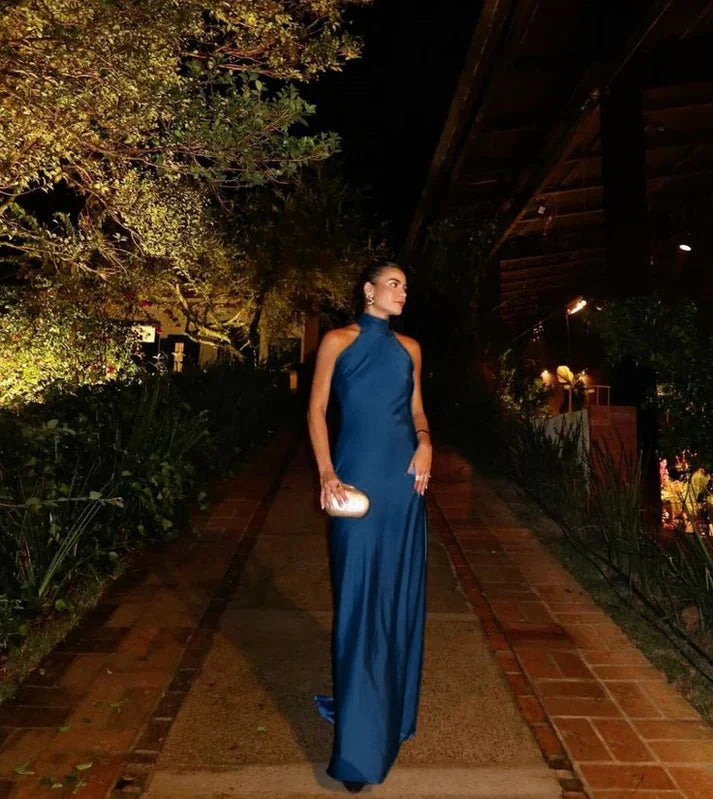 Sexy Sheath Blue Formal Evening Gown Formal Prom Party Dresses