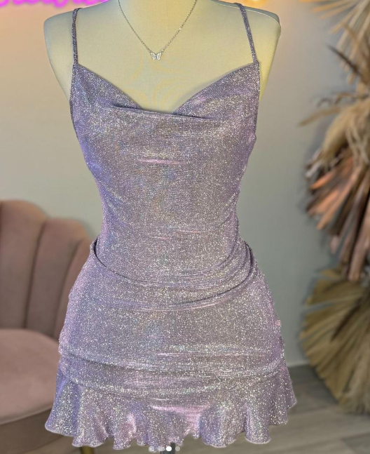 Sexy Sheath Halter Sequin Tight Grape Formal Homecoming Dresses 8Th Grad Dance Graduation Dresses Short Birthday Outfits Hoco Dresses Secondary image