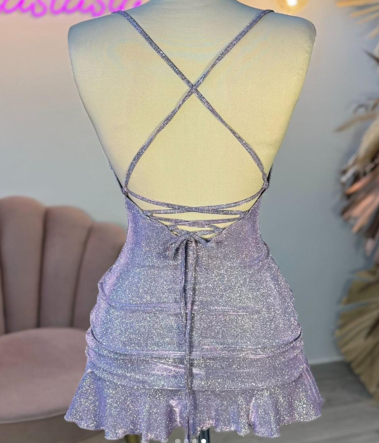 Sexy Sheath Halter Sequin Tight Grape Formal Homecoming Dresses 8Th Grad Dance Graduation Dresses Short Birthday Outfits Hoco Dresses
