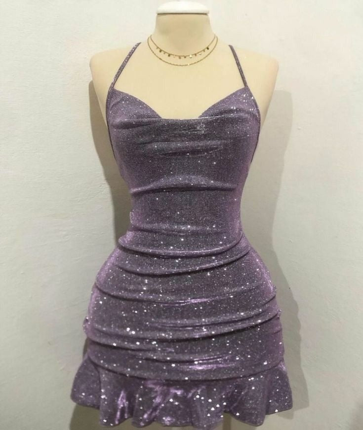 Sexy Sheath Halter Sequin Tight Grape Formal Homecoming Dresses 8Th Grad Dance Graduation Dresses Short Birthday Outfits Hoco Dresses