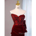 Sexy Sheath Long Senior Burgundy Velvet Formal Prom Dresses Formal Dresses