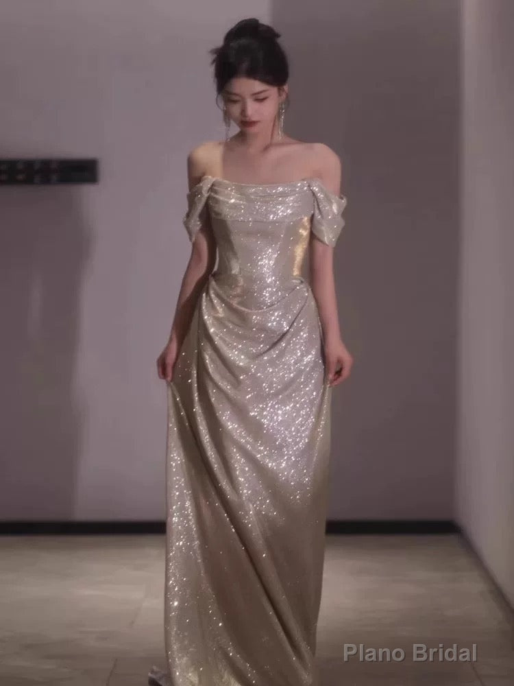 Sexy Sheath Off The Shoulder Sequin Long Evening Dress Prom Dresses Birthday Outfits Main image