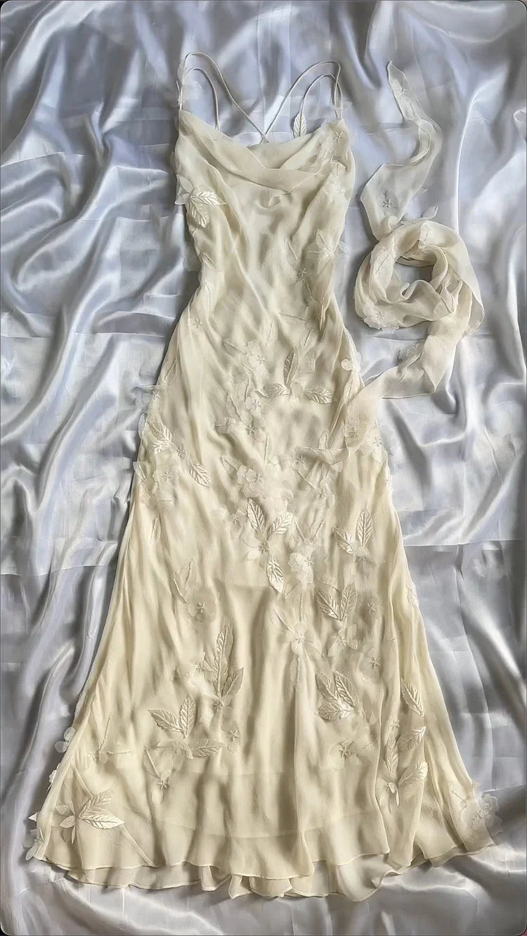 Sexy Sheath Straps Chiffon Champagne Long Formal Prom Dresses