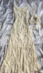 Sexy Sheath Straps Chiffon Champagne Long Formal Prom Dresses