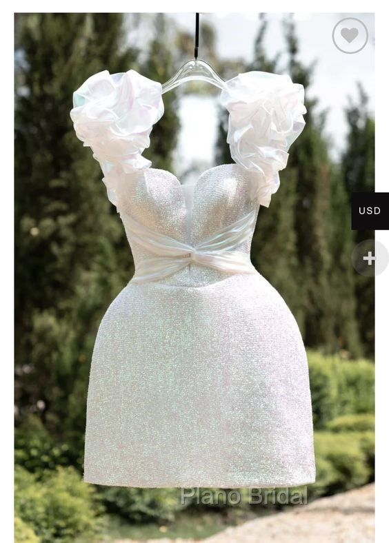 Sexy Sheath Straps White Sequin Homecoming Dresses 16Th Birthday Outfits Secondary image