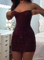 Sexy Sheath Sweetheart Burgundy Sequin Short Summer Birthday Dresses Hoco Dresses Birthday Outfit 18Th Birthday Mini Party Dresses