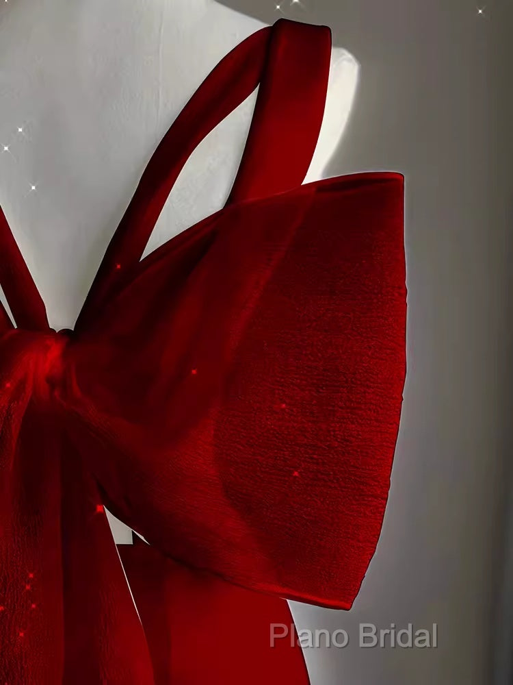 Sexy Sheath V Neckline Long Senior Red Formal Prom Dresses Formal Dresses