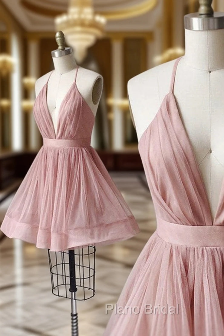 Sexy Short A-line Tulle Pleated Homecoming Dresses Main image