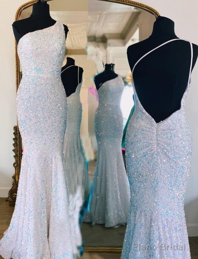 Sexy Sparkly Mermaid Prom Dress,One Shoulder Sequin Holiday Dress Main image