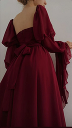 Sexy Square Neckline Chiffon Long Formal Prom Dresses 21Th Birthday Outfit