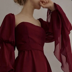 Sexy Square Neckline Chiffon Long Formal Prom Dresses 21Th Birthday Outfit