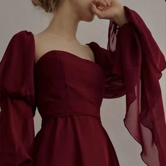 Sexy Square Neckline Chiffon Long Formal Prom Dresses 21Th Birthday Outfit