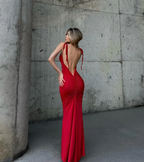Sexy Sheath Spaghetti Straps Backless Navy Blue Satin Formal Prom Dresses Formal Evening Dresses