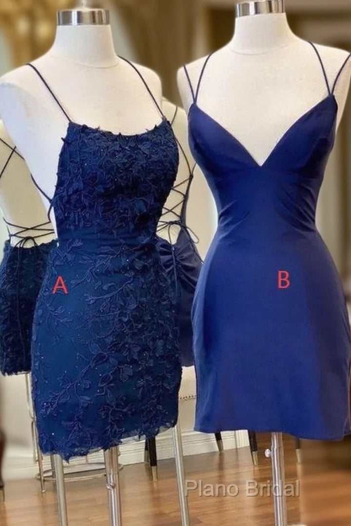 Sexy Straps Sheath Short Homecoming Dresses Lace Backless Main image