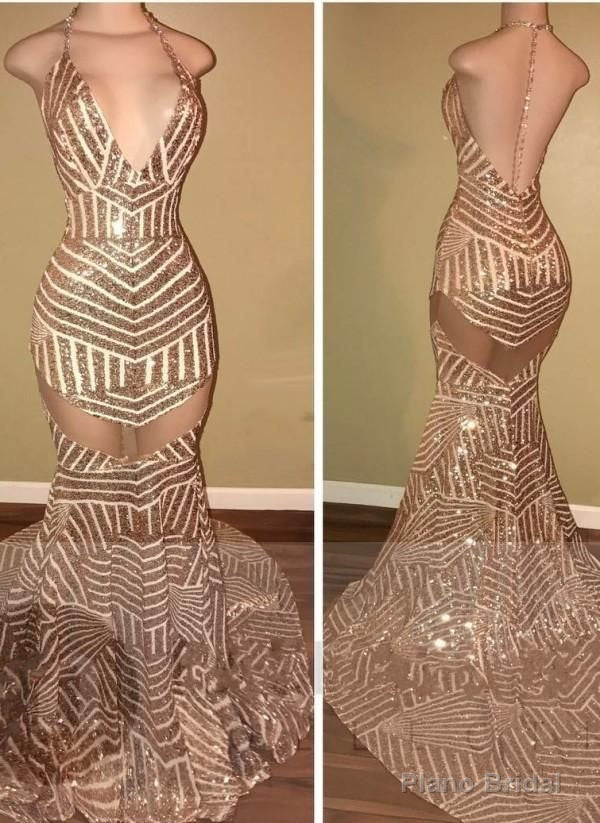 Sexy V-Neck Sequins Mermaid Long Prom Dress On Sale