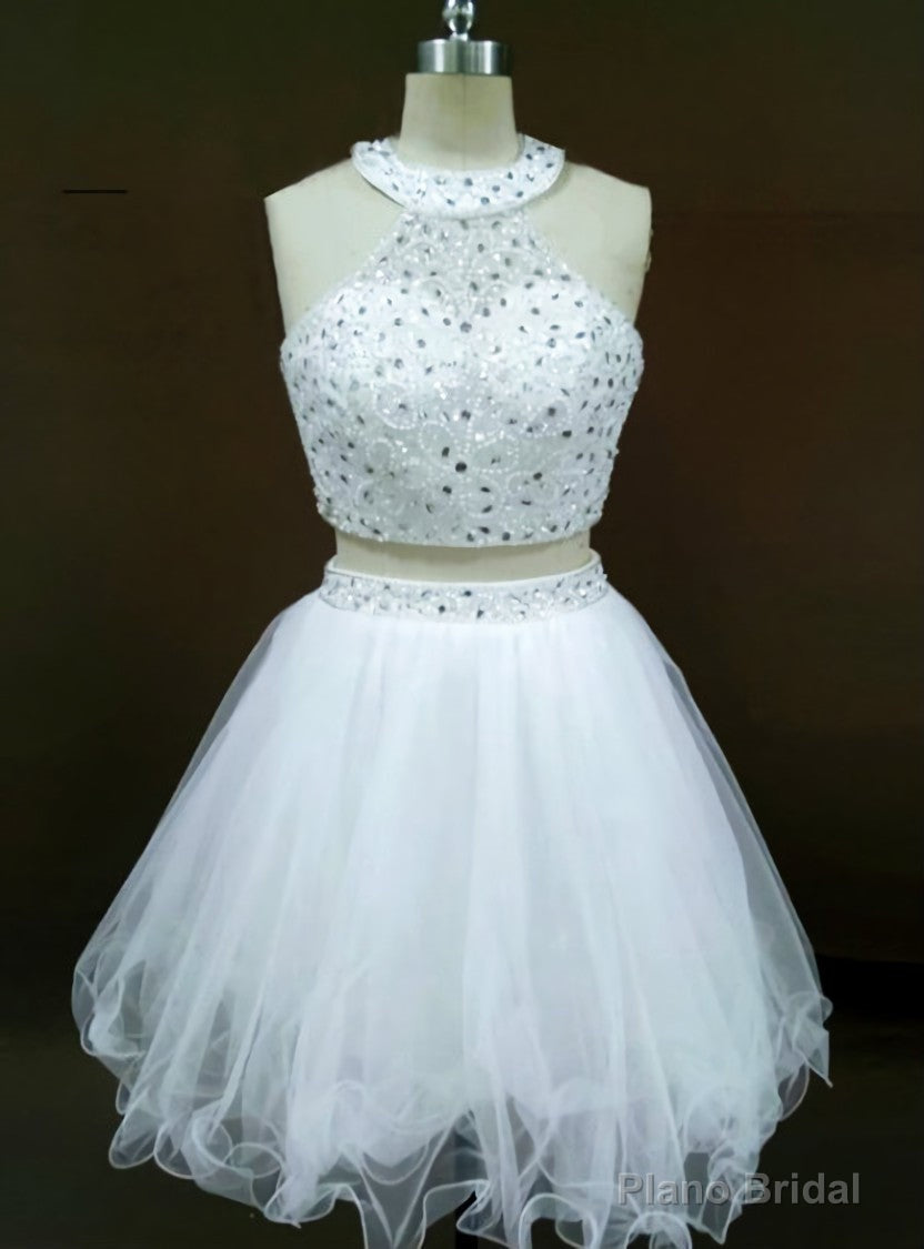 Sexy White Two Piece Beading Homecoming Dressess Charming Prom Dresses Main image