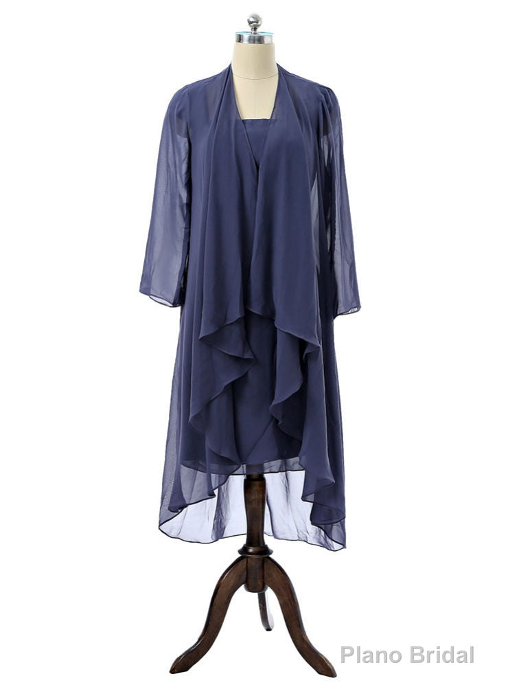 Sheath Chiffon Navy Blue Mother Of The Bride Dresses With Jacket Main image