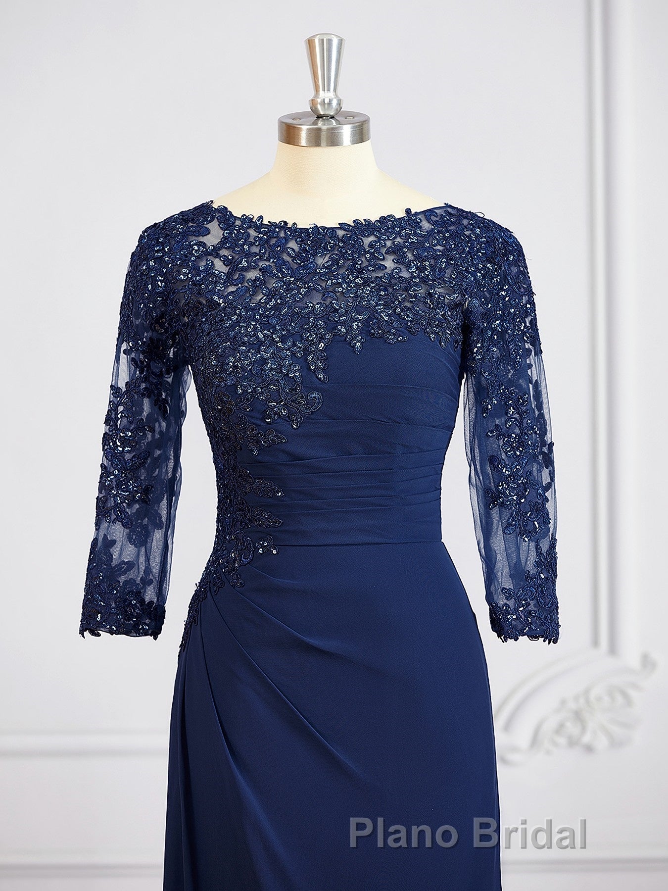 Sheath/Column Bateau Floor-Length Chiffon Mother of the Bride Dresses With Appliques Lace Secondary image