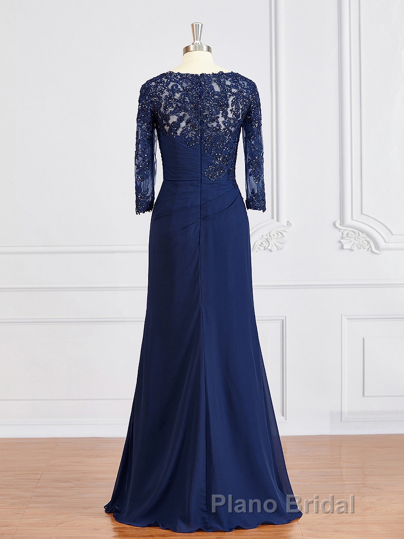 Sheath/Column Bateau Floor-Length Chiffon Mother of the Bride Dresses With Appliques Lace