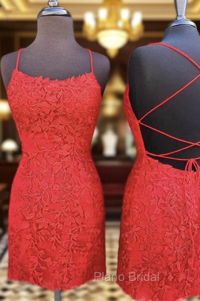 Sheath/Column Bateau Sleeveless Lace Short/Mini Homecoming Dresses With Beading