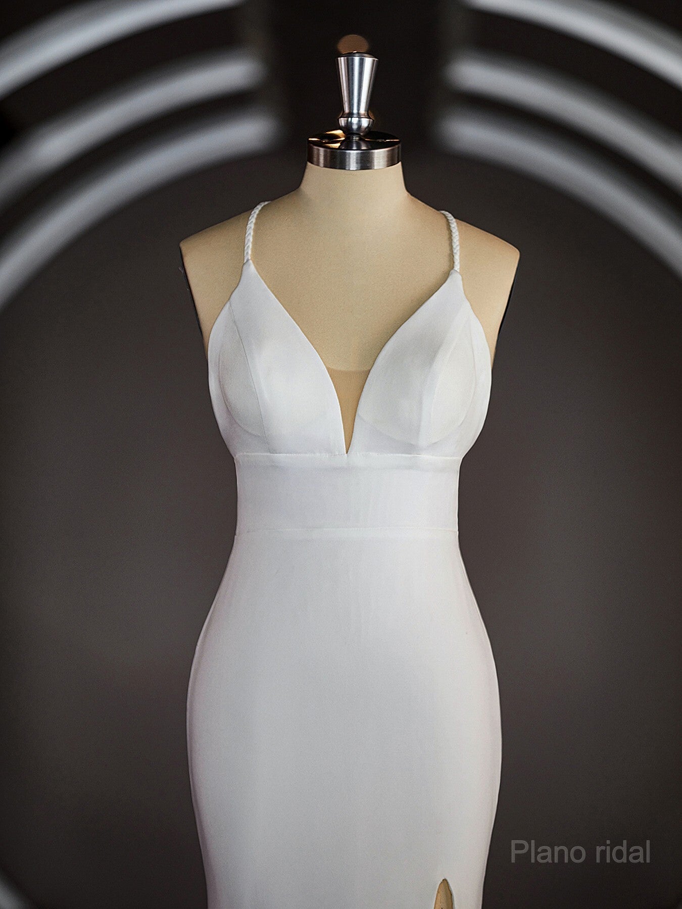 Sheath/Column Halter Sweep Train Stretch Crepe Wedding Dresses with Leg Slit Secondary image
