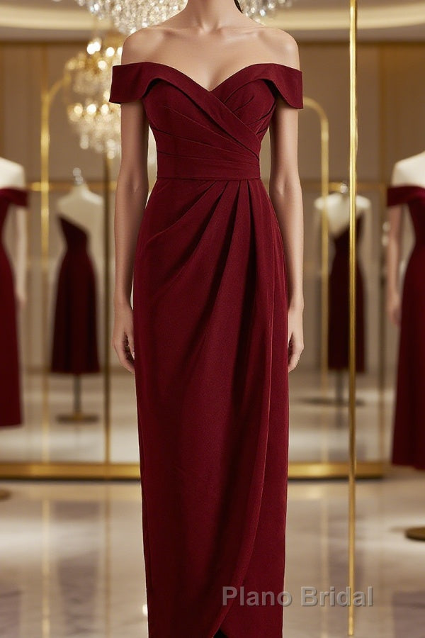 Sheath/Column Off-the-Shoulder Floor-Length Stretch Crepe Mother of the Bride Dresses With Ruffles Main image